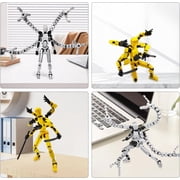 T13 3D Action Figure Set (Assembly Completed) 2 Pcs, 3D Printed Multi-Jointed, Titan 13 Action Figures, Multi-Articular Lucky Mobile Robot Nova,Desktop Decorations for Game Lovers Toys (Sliver Gold)