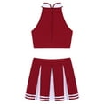 thumbnail image 4 of iEFiEL Women's Cheer Leader Costume Uniform Crop Top with Pleated Mini Skirt Cheerleading Dress Outfit Wine Red XL, 4 of 7