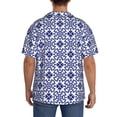 thumbnail image 5 of Disketp Men's Hawaiian Blue And White Porcelain Chinaware Print Shirts Button Down Holiday Beach Shirts-Large, 5 of 7