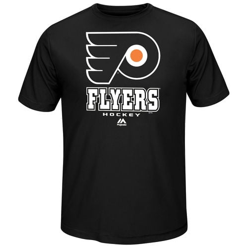 Mens Philadelphia Flyers Majestic Black Synthetic Cool Base T-Shirt by