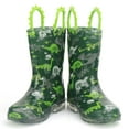 thumbnail image 2 of Toddler Boys Rain Boots Little Kids Baby child Light Up Waterproof Rubber Shoes Printed Mud Lightweight Adorable with Easy-On Handles Non Slip Sole Dinosaur Green Size 11, 2 of 6