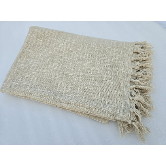 Off white Natural Sofa Throw Vantage inspired throw Handmade Cotton Throw Cotton Blanket