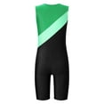 thumbnail image 2 of YiZYiF Kids Boys One-piece Gymnastics Sports Jumpsuit Sleeveless Color Contrast Stretchy Swimming Bodysuit Green 12, 2 of 5
