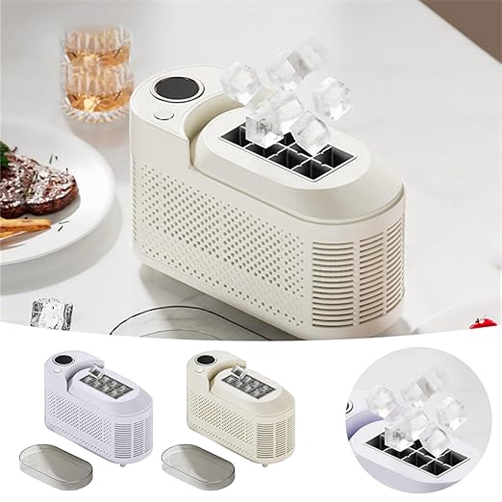 Portable Ice Maker Machine Countertop, 8 Cubes in 10 Mins, Mini Ice Maker for Home/Camping/Car with DC 12V Adapter