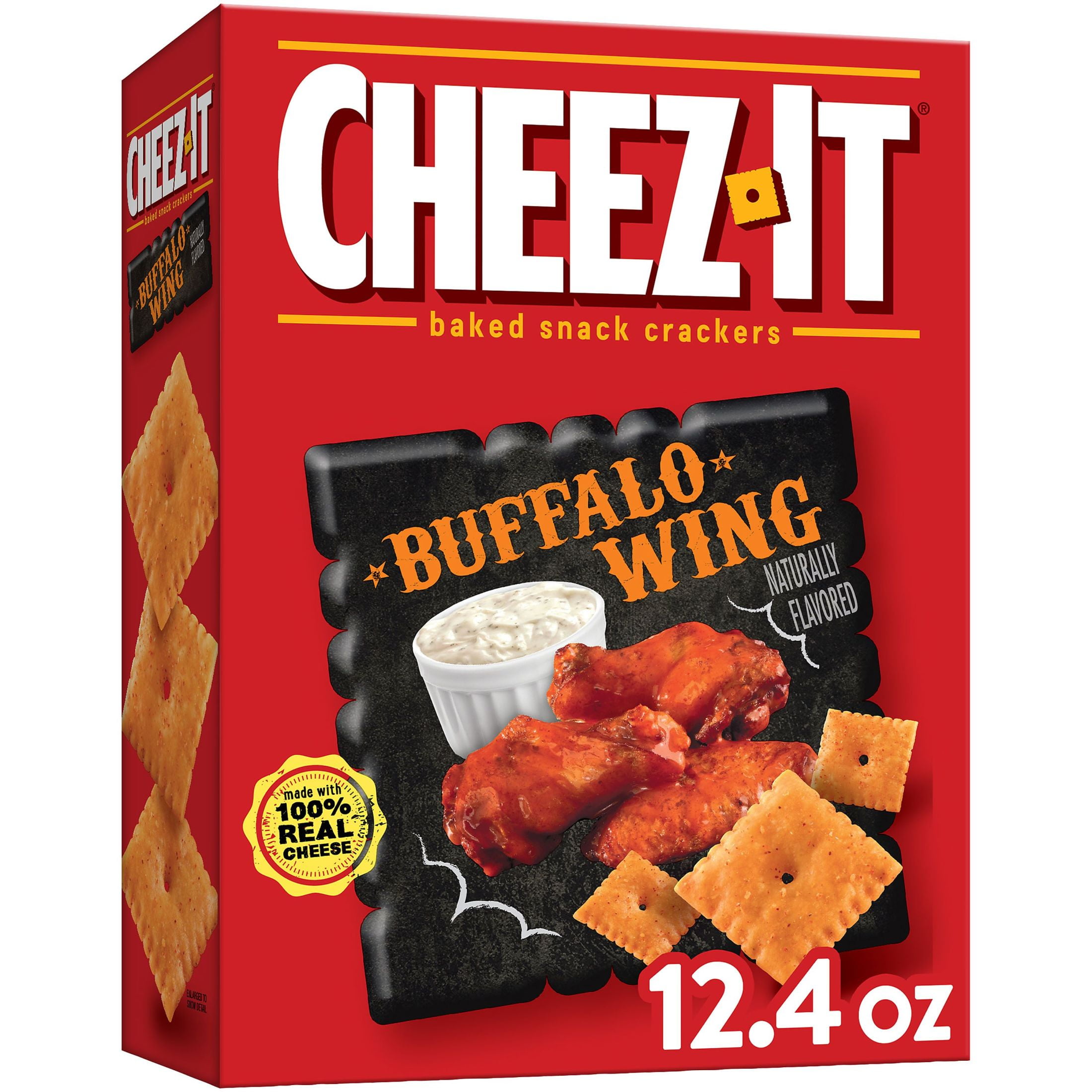 (2 pack) Cheez-It Buffalo Wing Cheese Crackers, Baked Snack Crackers, 12.4 oz