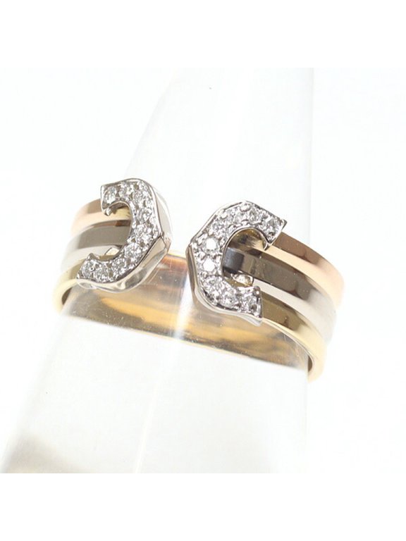 Pre-Owned Cartier 2C Ring, Diamond, Three-Color Gold, Size #50 (Actual 9.5), 750YG/WG/PG,...