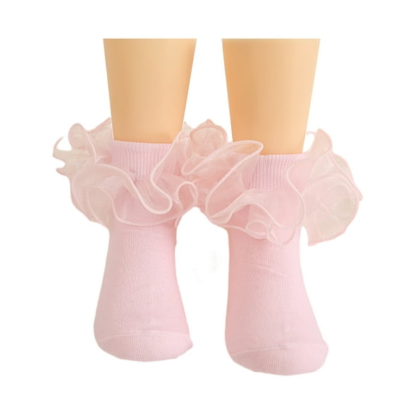 Mosey 1 Pair Children Socks Lolita Princess Style Floral Lace Decor Solid Color Soft Breathable Elastic Anti-slip Ballet Dancing Performance Socks