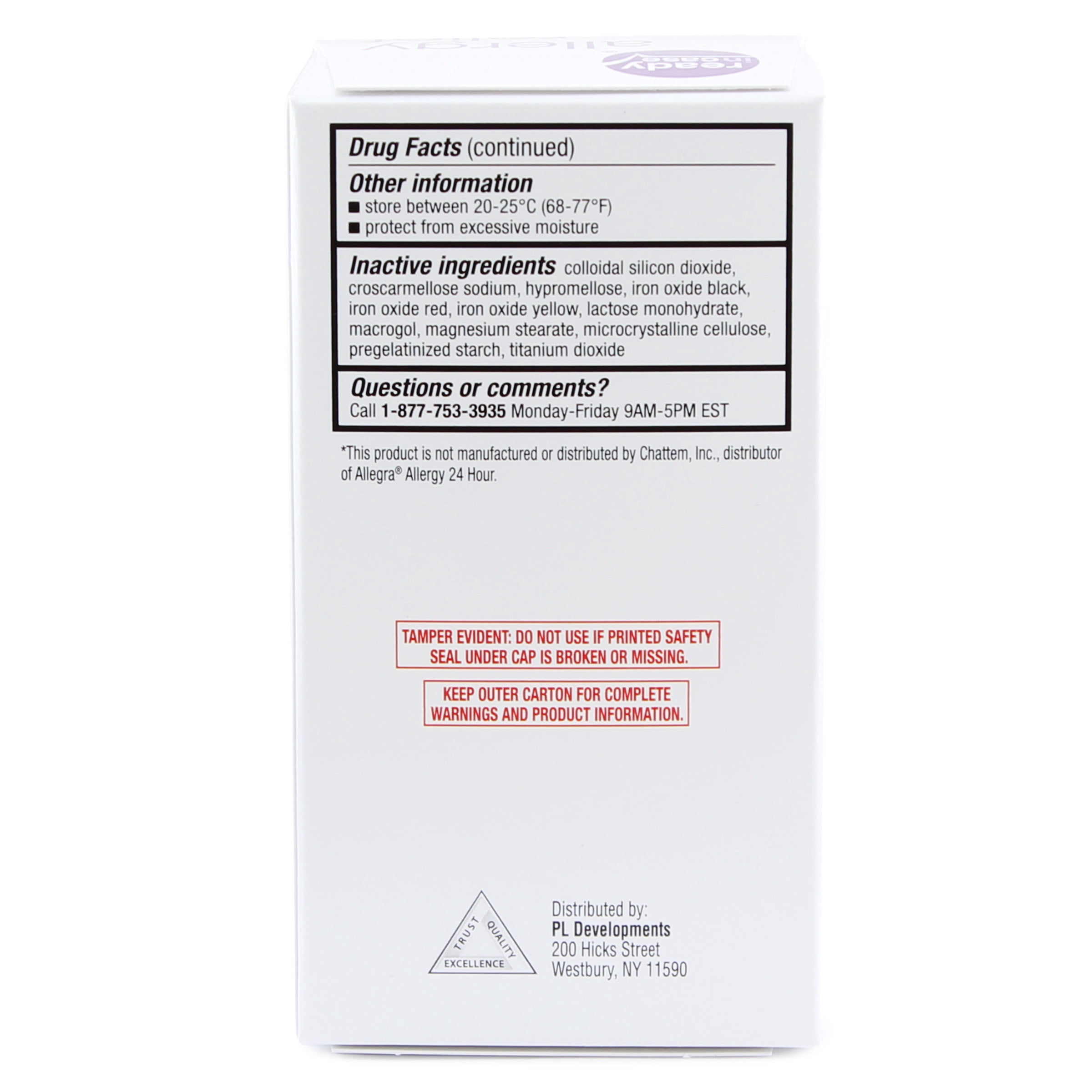 Ready In Case 24 Hour Allergy Medicine, 180 mg Tablets, 120 Count
