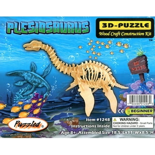 Huasi-wooden Pegged Puzzles 3d Wooden Puzzle - 6 Piece Set Wood Dinosaur  Skeleton Puzzle