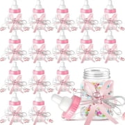 48Pcs Plastic Baby Bottles, Baby Shower Favors, Clear Mini Milk Bottles With Pink And Blue Ribbon And Cap, 3.54×1.57Inch, For Baby Shower Party Favors, Wedding Guest Gifts, Birthday Decorations