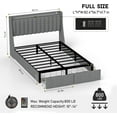 Full Bed Frame with 2 Storage Drawers and Luxury Wingback Upholstered