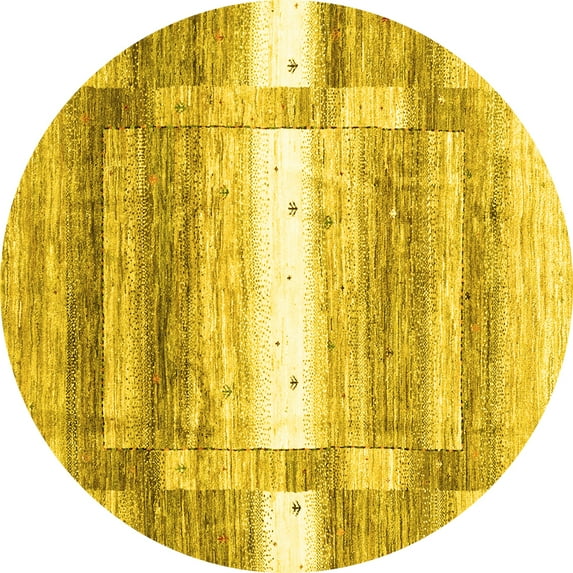 Ahgly Company Indoor Round Abstract Yellow Contemporary Area Rugs, 5' Round
