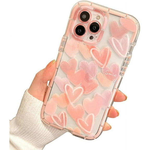 Love Heart Graffiti Cute Silicone Case for Women Girls Compatible with iPhone Case (Pink,iPhone 11)