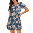 thumbnail image 1 of Easygdp Flower Camisón de manga corta para mujer, informal, estampado, 1 of 6
