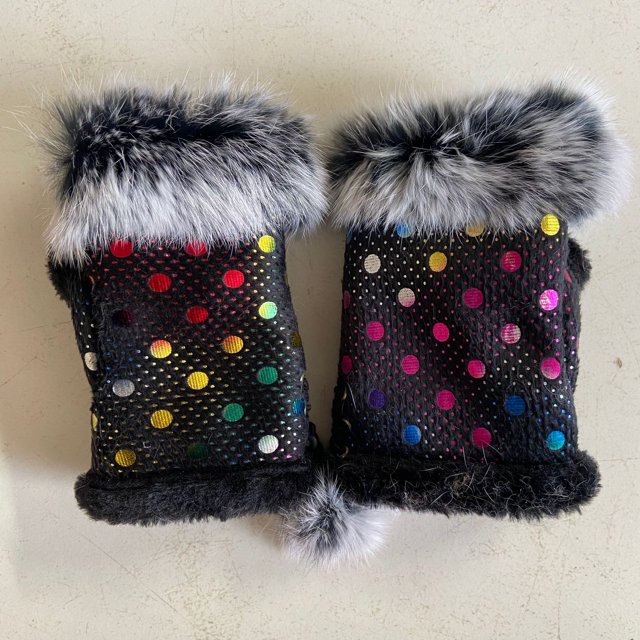 Guantes de medio dedo de piel de conejo, moda para mujer, otoño e invierno, guantes de medio dedo para estudiantes, para escribir en la computadora