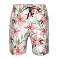 thumbnail image 4 of Kdxio Lilies Flowers Pattern Mens Casual Shorts - Drawstring Summer Beach Sports Shorts for Men, 4 of 9