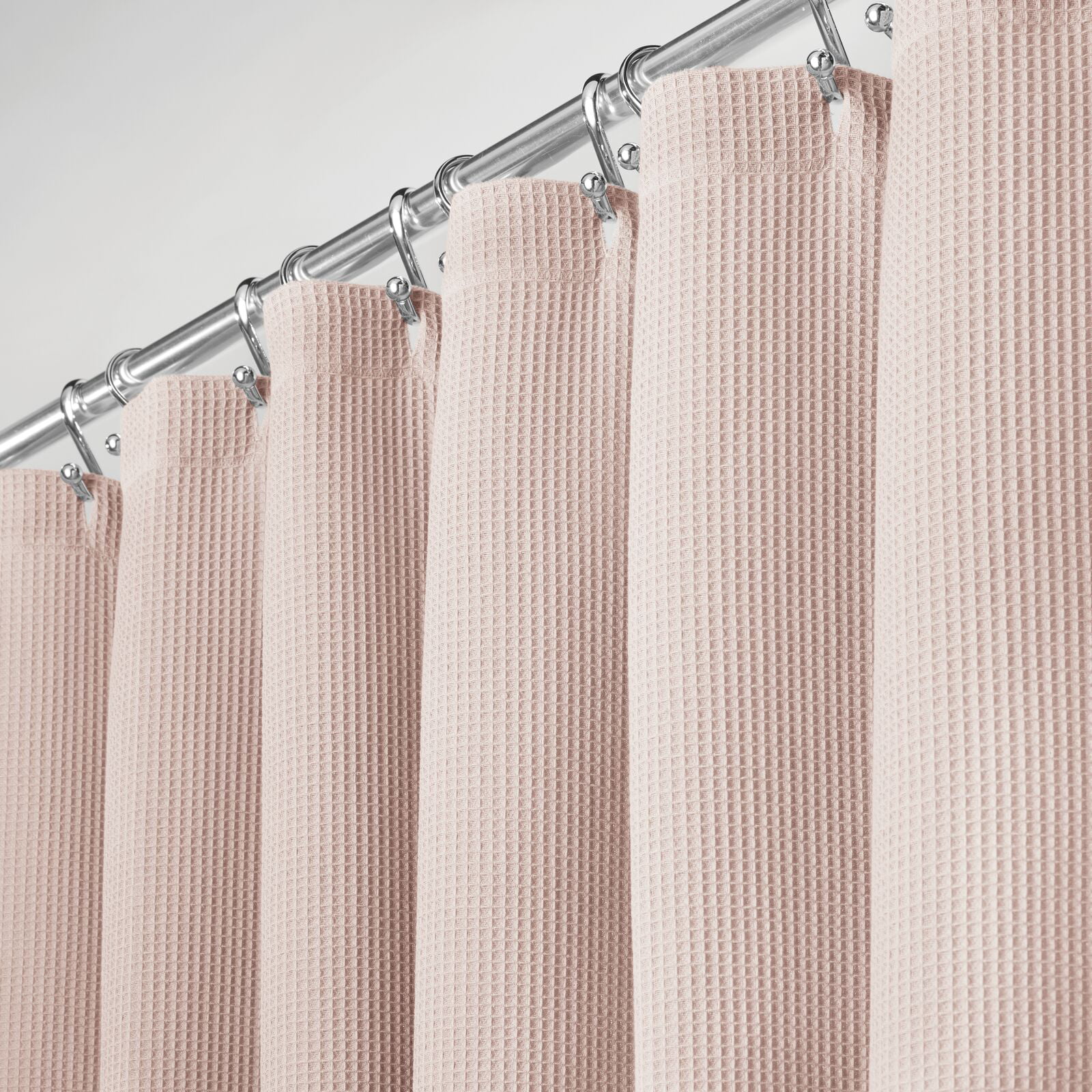 mDesign LONG Waffle Weave Fabric Shower Curtain Gray 84" Long 