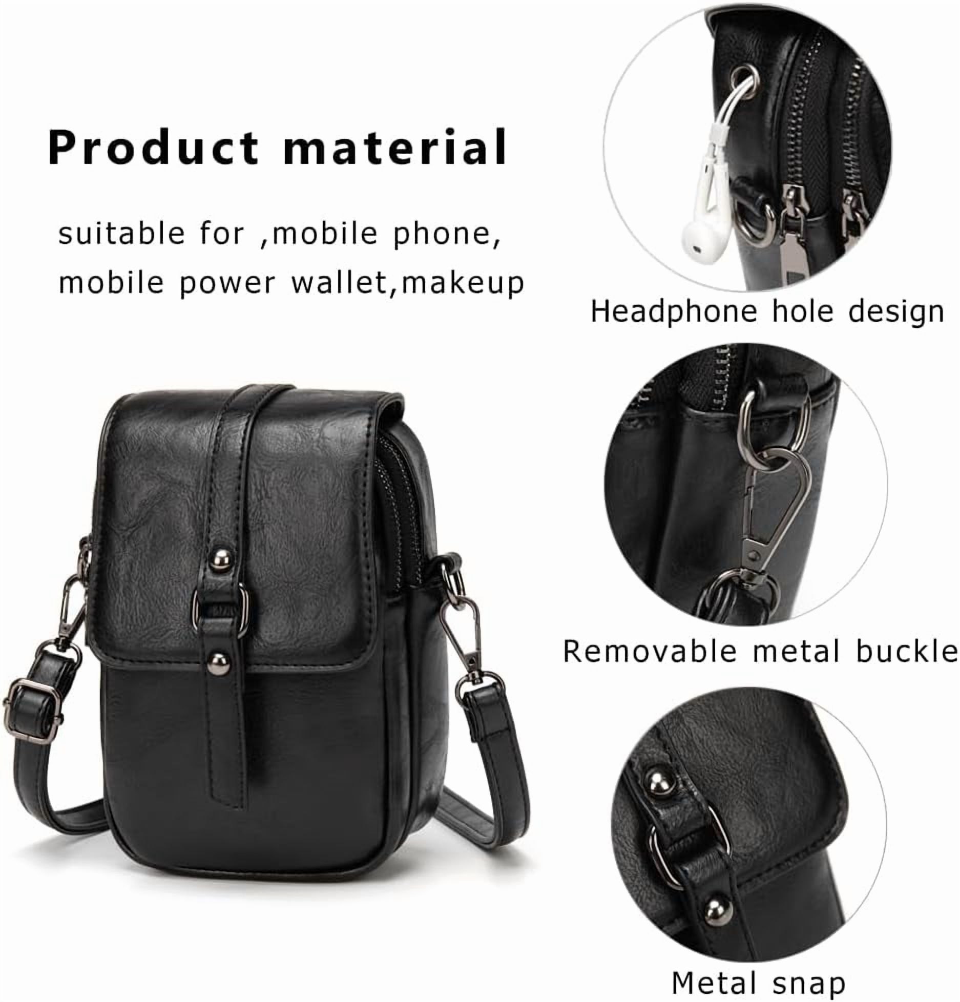 Vintage Crossbody Phone Bag for Women, Small Leather Shoulder Purse and Handbag with Tassel&Rivet Decoration