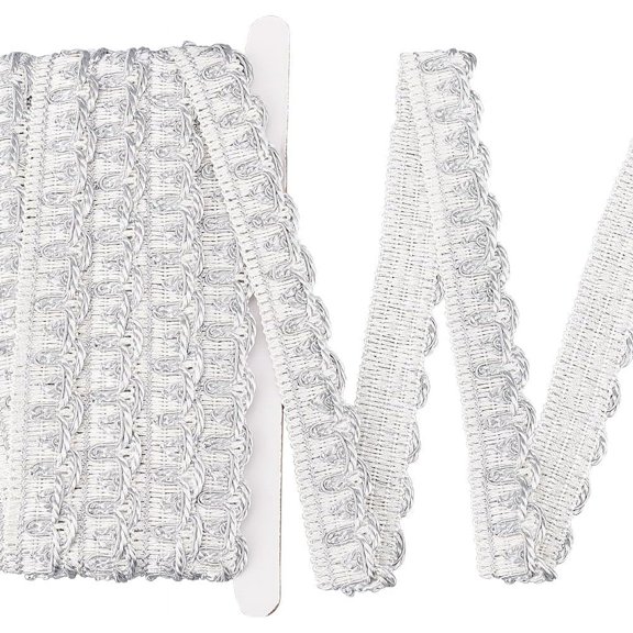 1set 8M Polyester Curtain Lace Trimmer Ribbon Polyester Embroidery Lace Ribbon with Wave Edge Silver 1 inch(26mm) about 8.75 Yards(8m)/set
