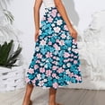 thumbnail image 5 of Women’s High Waist Tiered A Line Midi Skirt with Elastic Waistband and Floral Print Suitable for Daily Wear and Outings Blue S, 5 of 5