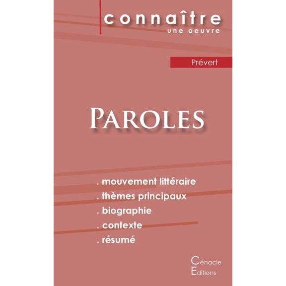 Fiche de lecture Paroles de PrÃ©vert (Analyse littÃ©raire de rÃ©fÃ©rence et rÃ©sumÃ© complet), (Paperback)