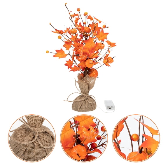 Phenofice Red Leaf Tree Lamp Battery Operated Thanksgiving Decor Light for Home Seasonal Holiday Ambiance