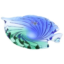 GlassOfVenice Murano Glass Sommerso Leaf Bowl - Green Blue