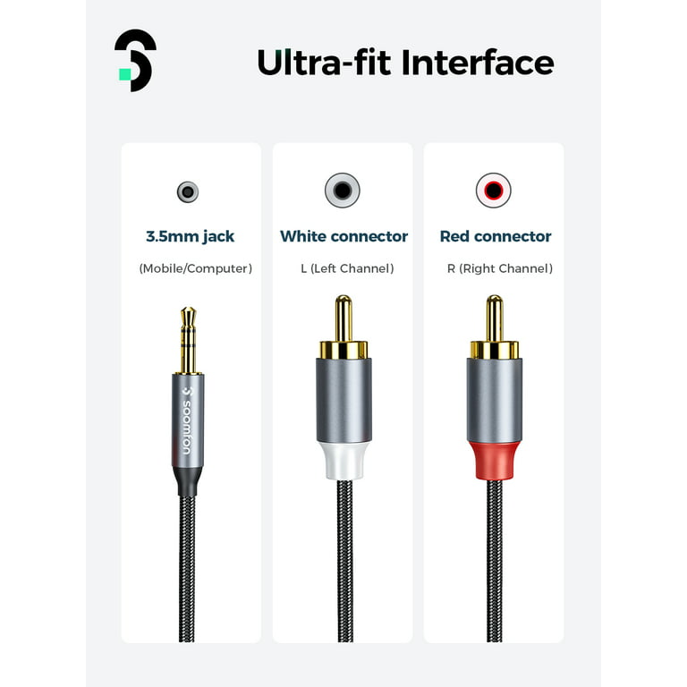 UGREEN RCA Cable HiFi Stereo 2RCA to 3.5mm Audio Cable AUX RCA Jack 3.5 Y  Splitter for Amplifiers Audio Home Theater Cable RCA