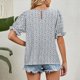 thumbnail image 4 of Blusa de manga con volantes estampada, cuello redondo, borde elástico, blusa informal para mujer, citas, negro, M, 4 of 6