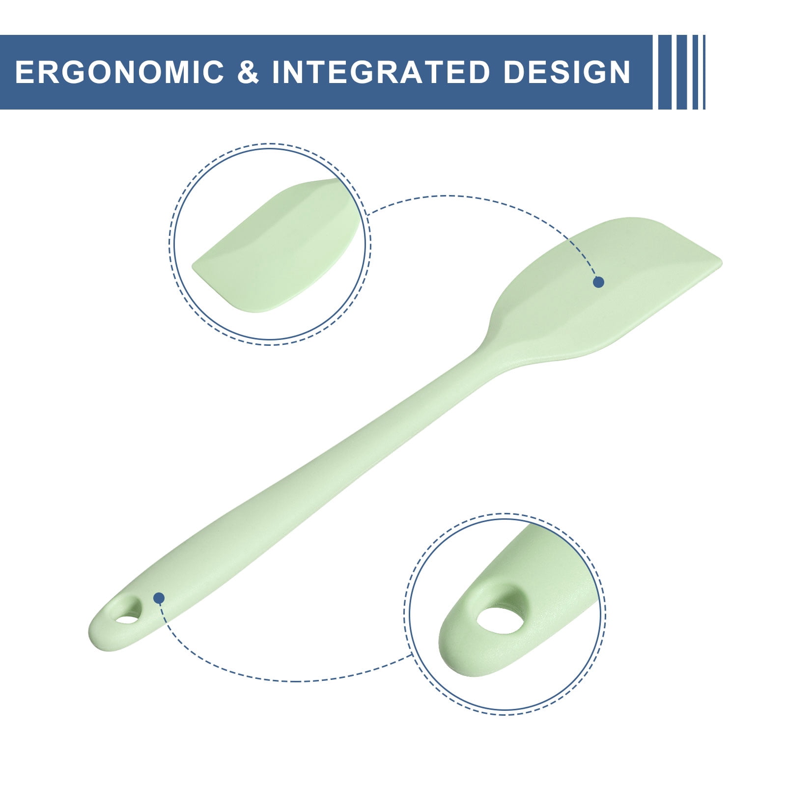 Unique Bargains Silicone Spatula Spoon, Heat-resistant Scraper for Cooking Green 3 Pcs