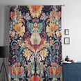 thumbnail image 5 of Vintage Flowers Semi Sheer Curtains Drapes for Living Room, Bedroom, French Doors Window 96 Inches Long, Ethnic Boho Floral Botanical Black Rod Pocket Chiffon Curtain Drapery Voile Draperies Panel, 5 of 6
