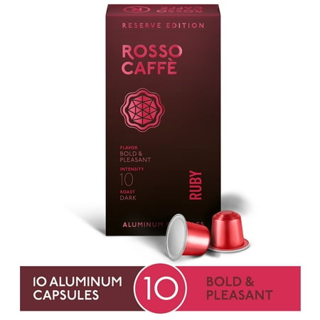 Rosso Coffee Pods Nespresso Gourmet Aluminum Espresso Pods Original Machine Compatible Intensity 10 Ruby 10 Ct