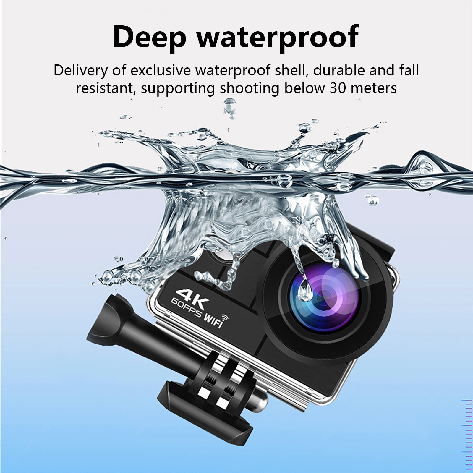 TOUMENY 4K Sports Camera with WiFi Remote, Ultra HD Action DV Camcorder 30M Waterproof Intelligent Anti-Shake, 170° Wide Angle Sports Video Camera for Bicycle Helmet Outdoor Adventure