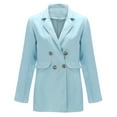 thumbnail image 2 of Blazer for Women Casual Double Breasted Plain Suit Jacket Long Sleeve Turn Down Collar Longline Blazer Jacket Smart Casual Work Business Wedding Guests Duster Coat Ladies, 2 of 6