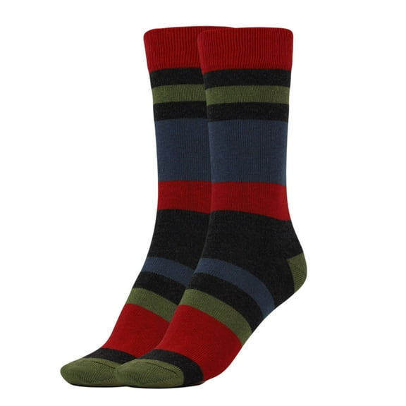 Women's Striped Cotton Crew Socks 1 Pair - Colorful Casual Socks with Stay-Up Band, Fits Shoe Size 5-10