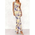 thumbnail image 6 of PRETTYGARDEN Womens Summer One Shoulder Maxi Dress Floral Sleeveless Bodycon Mesh Long Formal Wedding Guest Dresses, 6 of 8
