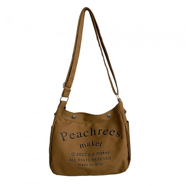 Bolso de hombro de lona para mujer, bolso Hanlde, bolsa de alta capacidad, cartera, bolso ligero marrón