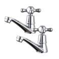 thumbnail image 1 of 2Pcs Lavabo Single Hole Cross Bibcock Alloy Water Faucet Basin Faucet Washbasin Basin Faucet(Blue Drop Model), 1 of 3