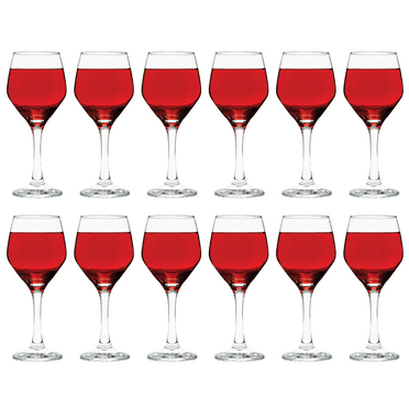 Vikko Small Wine Glasses, 8.75 Ounce Wine Glass, Set of 12 Stemmed Wine Glasses for Red and White Wine, Thick and Durable Wine Glasses, Clear Glasses for Wine