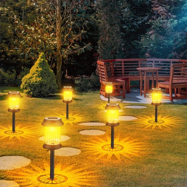 LSLJS 6PCS Super Bright Solar Lights Outdoor Waterproof , Dusk To Dawning Up To 12 Hrs Solar Powered Outdoor Pathways Garden Lights Auto On/Off,LED Landscapes