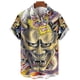 thumbnail image 3 of Camisa vintage japonesa con estampado 3D de samurái para hombre, camisa de manga corta de gran tamaño con solapa y botones, estilo callejero, 3 of 5