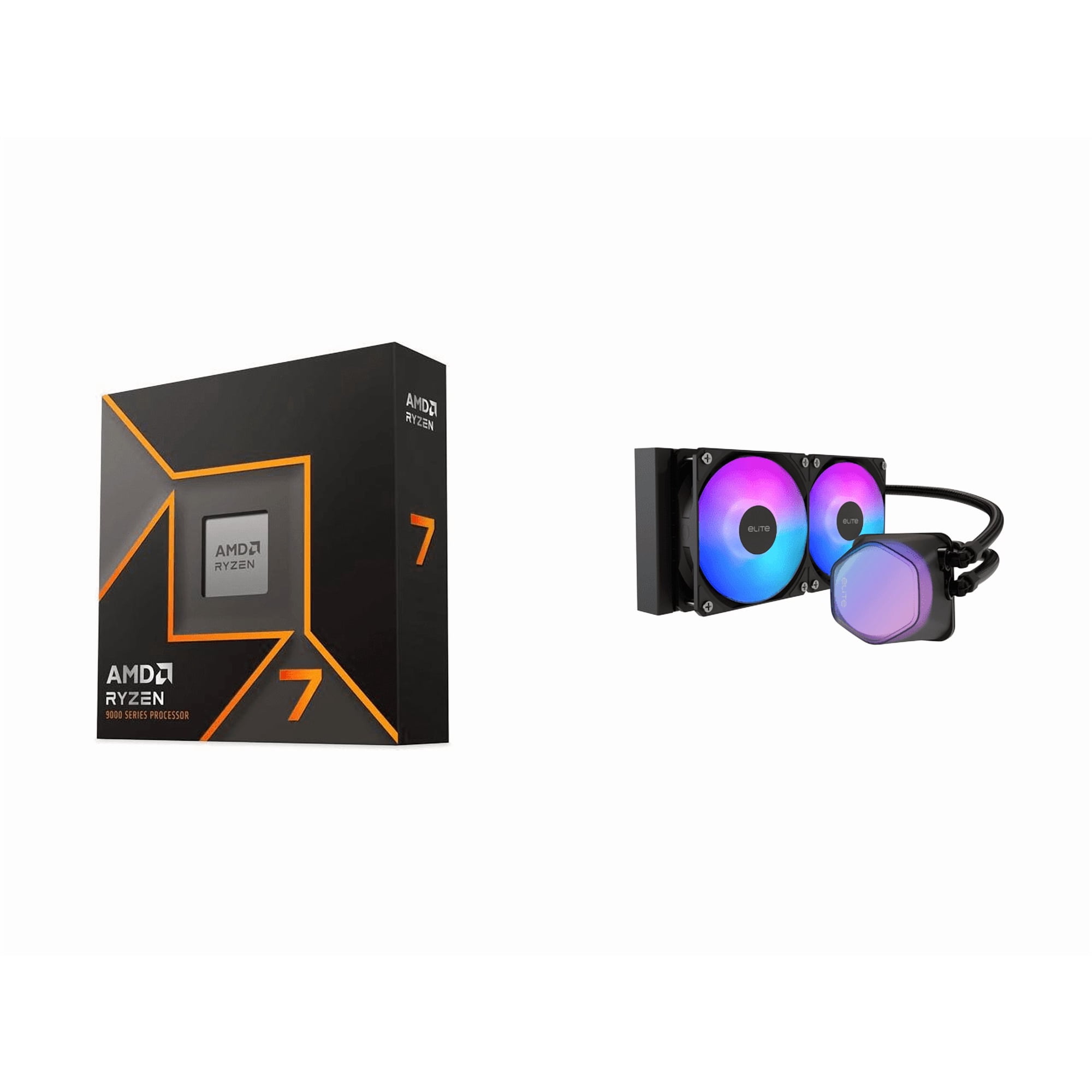Ryzen 7 9700X 8-Core 16-Thread Desktop Processor & Cooler Master Elite Liquid 240 Cooling Fan/Radiator/Pump Bundle