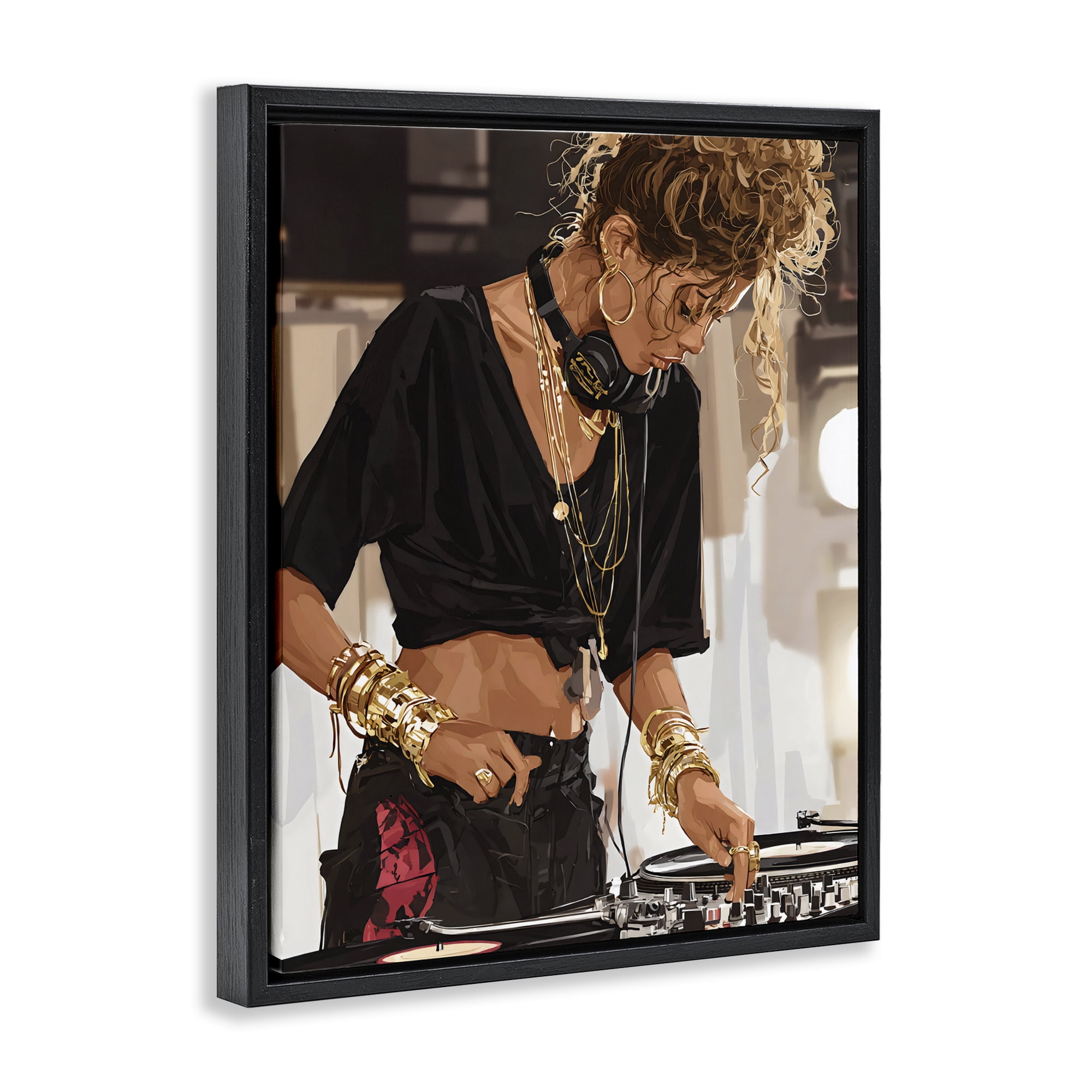 Stupell Industries Speaking Through Music DJ Black Framed Floater Canvas Wall Art, design by Franklyn Gregory