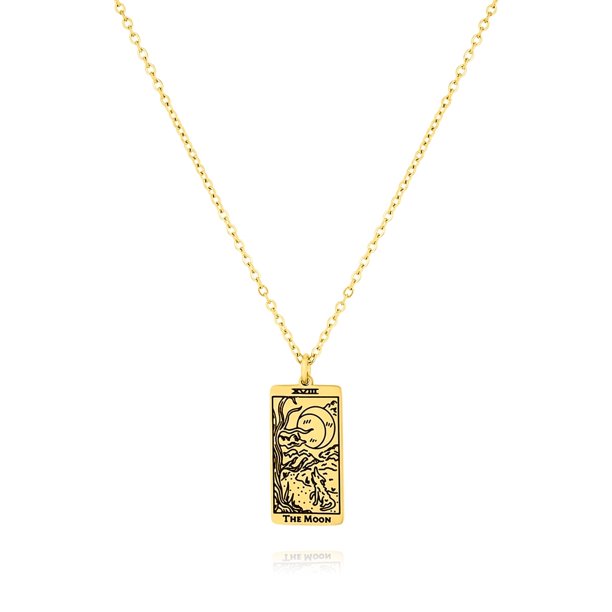 Collar de Tarot JeenMata La Luna Joyas con Colgante Personalizadas Unisex En Baño de Oro Amarillo