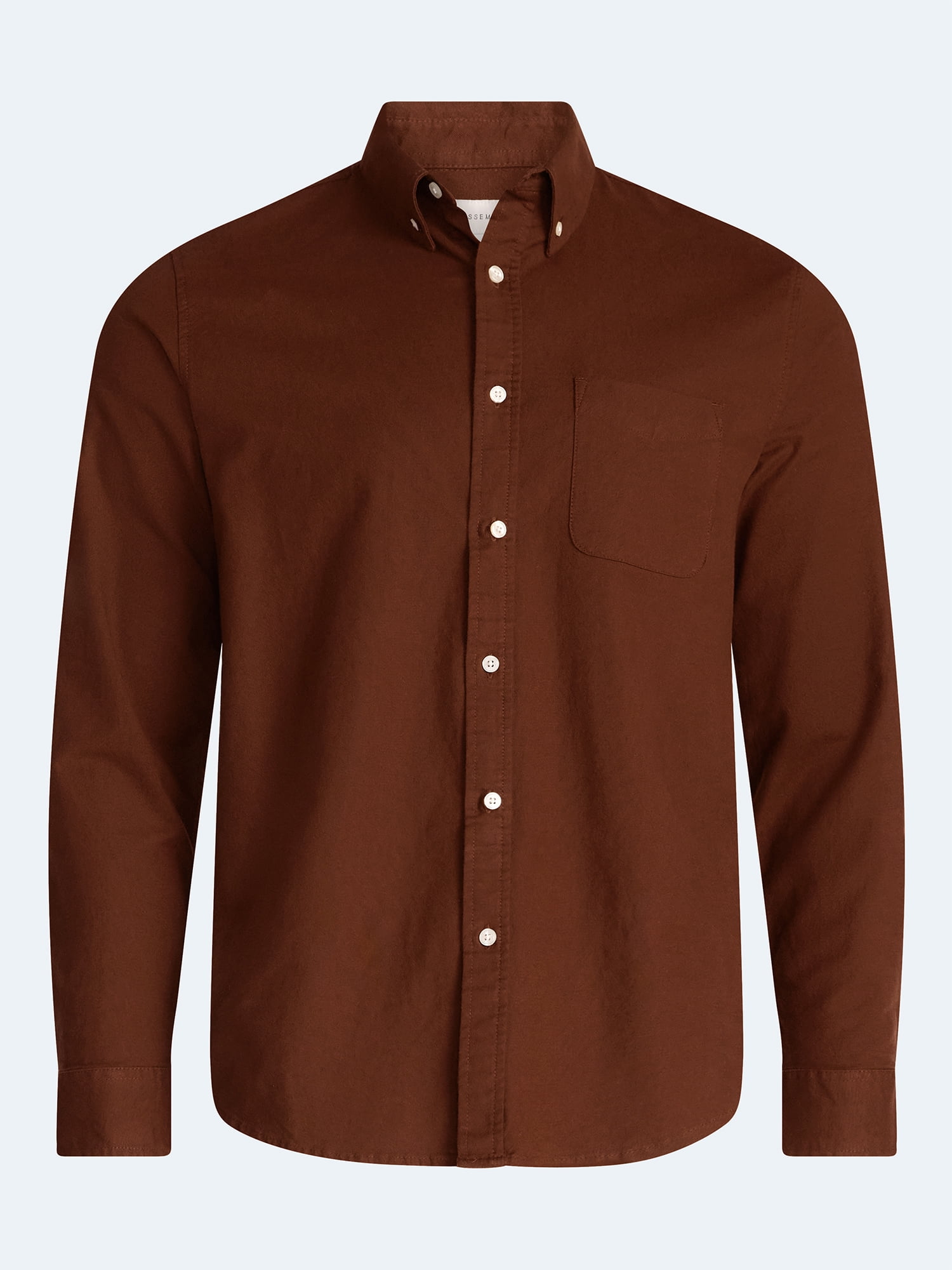 Free Assembly Men's Button Front Oxford Shirt with Long Sleeves, Sizes S-3XL