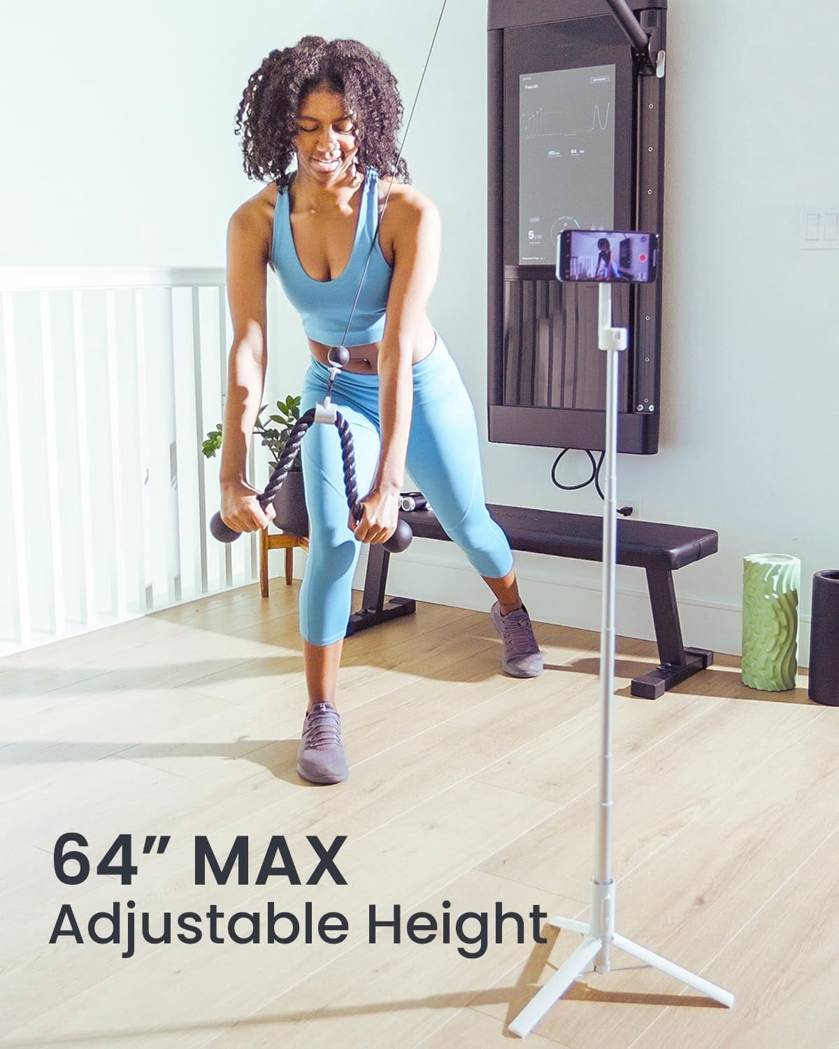 KraftGeek Magnetic Phone Tripod for iPhone Magsafe, 64” Selfie Stick Tripod  with Remote for Vlogging, Travel Cell Phone Stand for iPhone 17 Pro Max & Pixel 10, White
