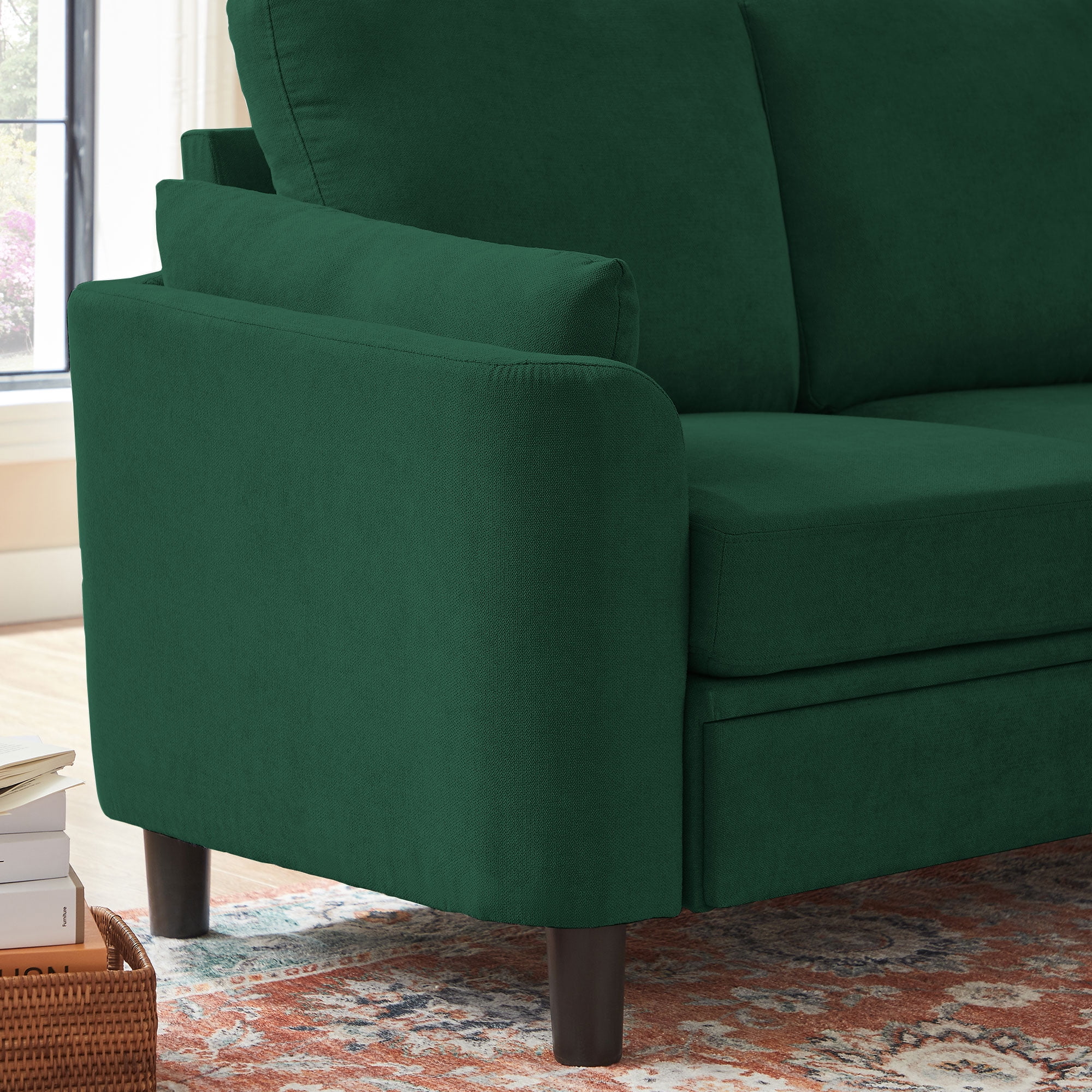 Soscana Small Sofa Couch Loveseat, 2 Seater Sofa for Living Room Apartment Bedroom Studio Office Small Space,Green,2pcs