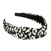 Unique Bargains Leopard Pattern Headband Knotted Headband Non-Slip Elastic Wide Headband Accessories for Women Black