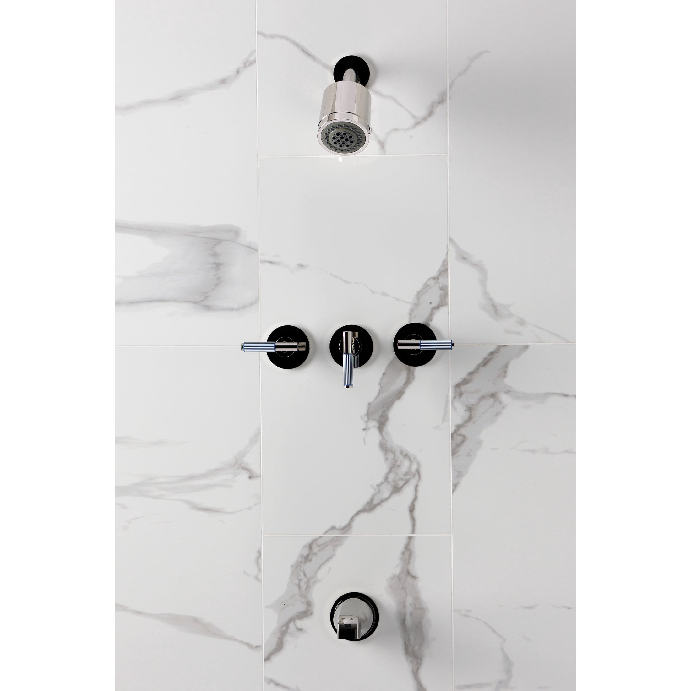 Kingston Brass KBX8136KPS Verona Triple-Handle Tub and Shower Faucet, Polished Nickel