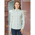 thumbnail image 2 of DARING DIVA Women's Long Sleeve Point Collar Ditsy Floral Shirt L White-Blue Floral, 2 of 6